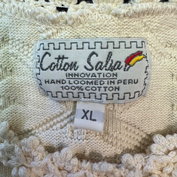 Hand Loomed Cotton Salsa Peru Womens Sleeveless Cardigan Size XL - Picture 5 of 6